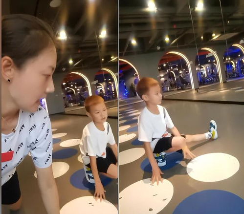 林丹妻子素颜带儿子健身,动作卖力一身汗水,儿子五官和妈一个样